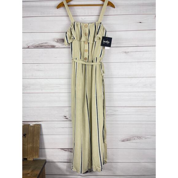 by & by Pants - By & By Striped Jumpsuit Tan Beige NWT Size Women's Small